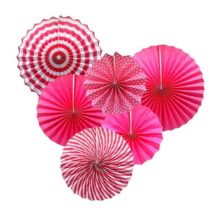 Party Propz 6Pcs Dark Pink Paper Fan Decorations For Birthday Decoration Items For Girls