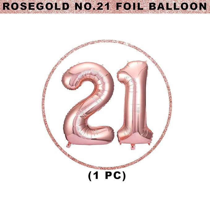 Party Propz Foil Balloon Number 21, Rose gold Number Foil Balloon - 32 Inch Foil Balloon | Number 21 Foil Balloon Rose gold for 21st Birthday Decoration Items, Anniversary Decoration