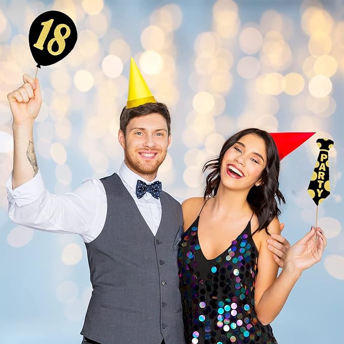 Party Propz 18th Birthday Photo Booth for Birthday Decoration - 20pcs Set with Glass Lipstick, Crown, Cigar - 18th Birthday Decorations/photobooth Props Birthday 18