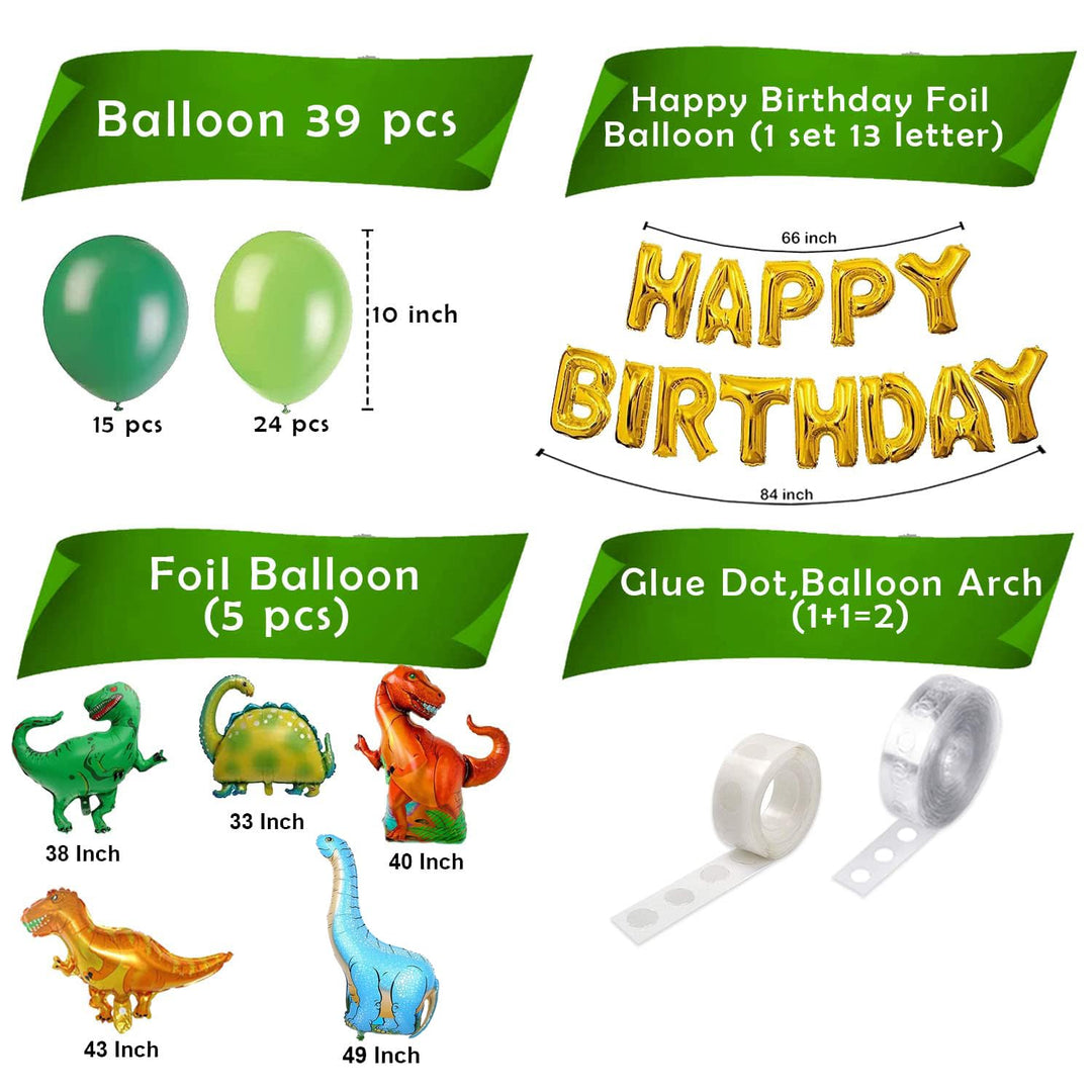 Party Propz Dinosaur Theme Birthday Decorations - 47Pcs For Boys, Girls, Kids - Kids Birthday Decoration Items, Birthday Decoration Items For Kids, Birthday Decorations Kit for Boys, Foil Balloons