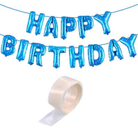 Party Propz set of 2 Pcs Blue happy birthday Foil banner for Boy Birthday decoration/Happy birthday decoration