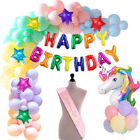 Party Propz Unicorn Theme Latex Birthday Decorations Items Multicolor Combo Set 51Pcs Kit For Happy Birthday Decoration Kit For Girls Unicorn Birthday Decorations Baby Birthday Decoration Items