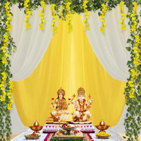 13-Piece White & Yellow Wisteria Backdrop Set for Festive Home Decor