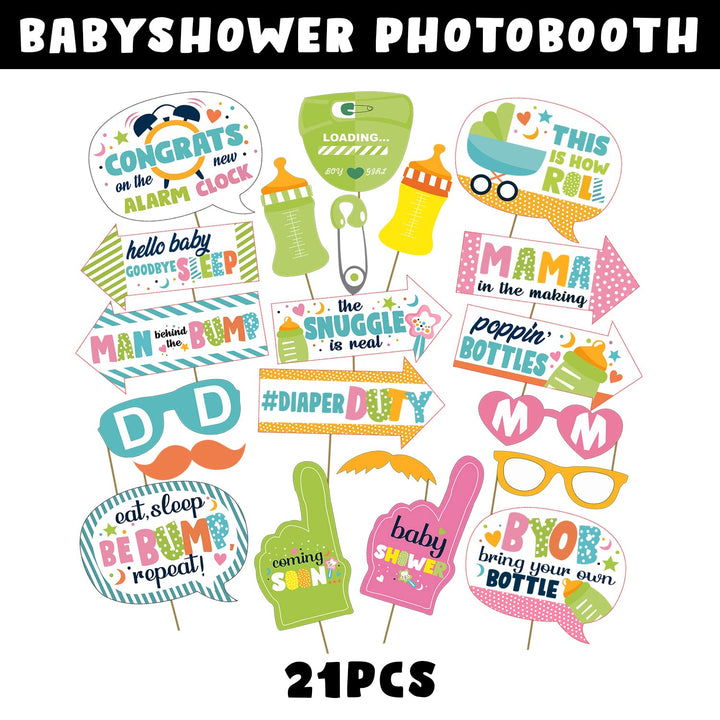 Party Propz Baby Shower Props- Set Of 21 Pcs Baby Shower Decoration Items | Maternity Photoshoot Props | Baby Naming Ceremony Props | Baby Shower Props For Decorations | Maternity Props For Photoshoot