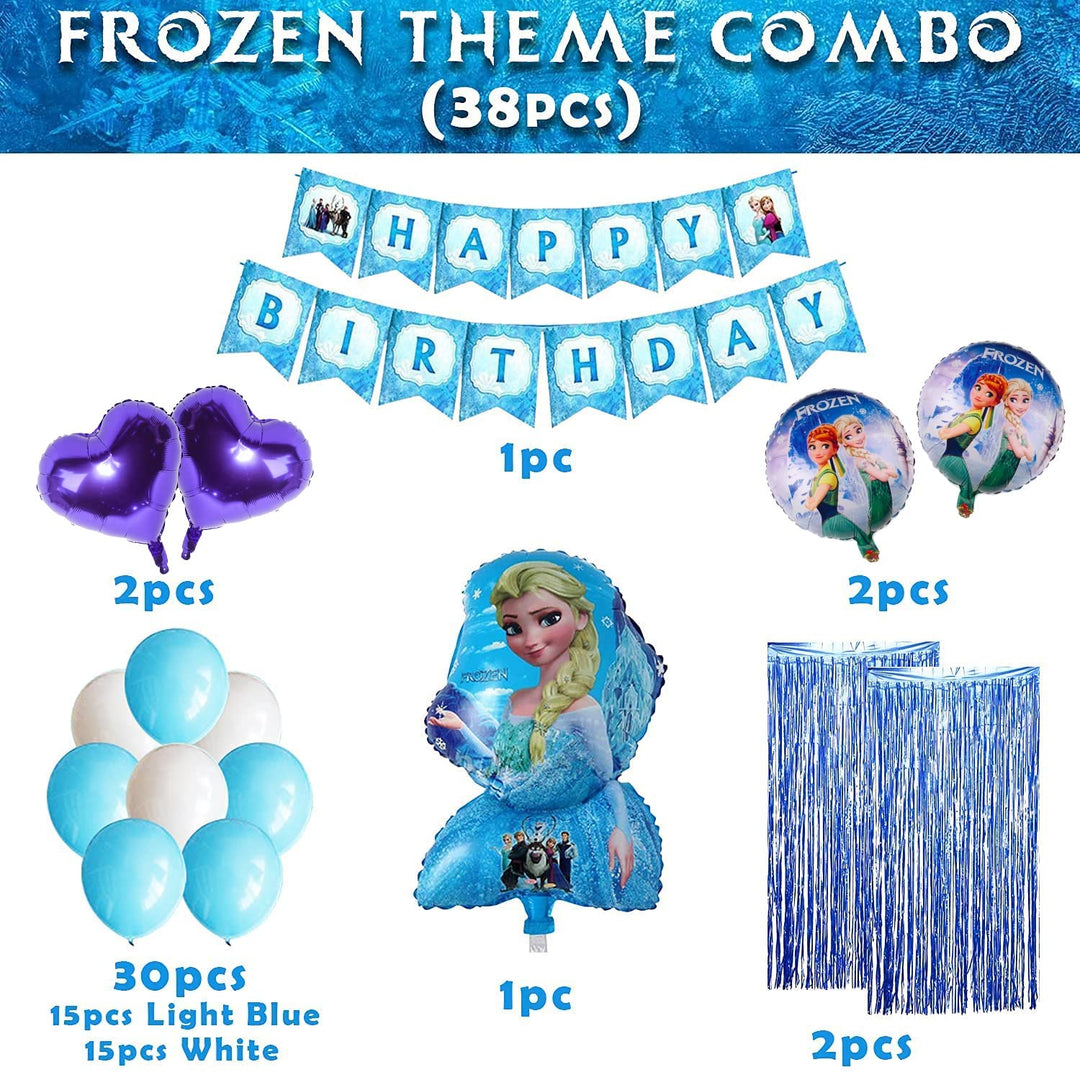 Party Propz Frozen Theme Birthday Decorations - 38 Pcs Birthday Decorations for Girls | Elsa Theme Birthday Decorations for Kids | Princess Birthday Decoration Items for Girls