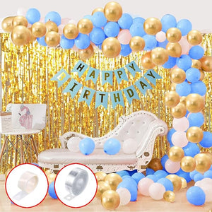 Party Propz Birthday Decoration Items For Boy - 93 Pcs, Blue Birthday Decoration Items For Boy, Husband | Happy Birthday Decorations For Boys, Men | Blue, Gold, White Metallic Balloons For Decoration
