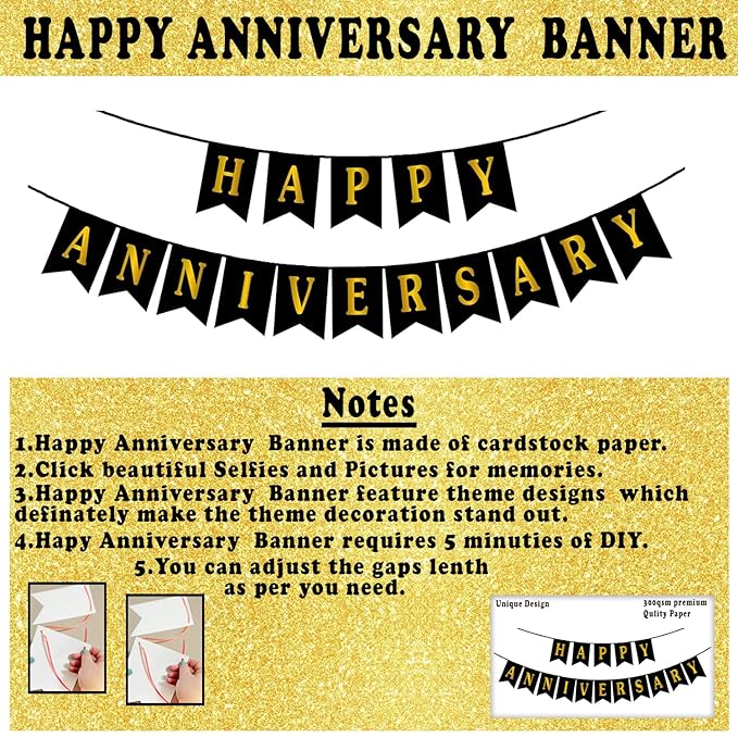 Party Propz 2nd Happy Anniversary Decoration Items with LED Light, Banner (Paper), Balloons, Arch, Glue Dot 55Pcs Set for 2nd Party Room Decoration Combo Set/Couple Wedding,Marriage Celebration