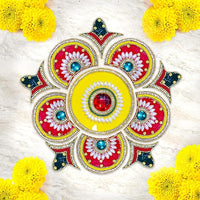 Party Propz Acrylic Rangoli Decoration - 13", Acrylic Rangoli Decorations for Floor | Diwali Decoration Items | Readymade Rangoli for Floor | Rangoli Stencils Big Size | Reusable Rangoli Set