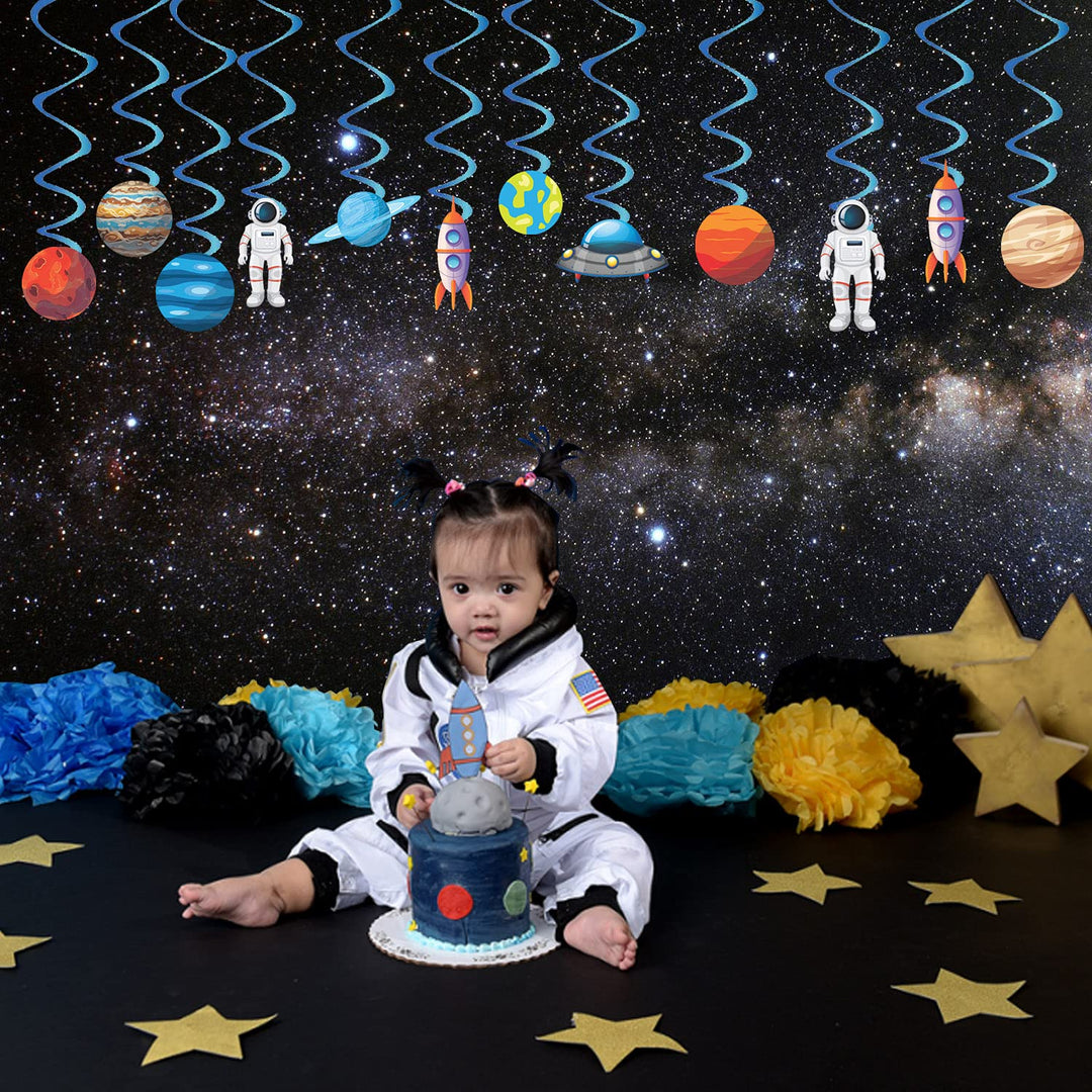 Party Propz Space Theme Birthday Decoration - 12 Pcs, Swirls For Birthday Decoration | Astronaut Theme Birthday Decoration | Birthday Decoration Items For Boys Kids | Ceiling Hanging Decoration Items