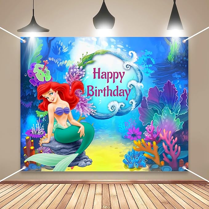 Party Propz Mermaid Theme Birthday Decorations - Mermaid Birthday Theme Backdrop Banner | Background Decorations for Birthday | Mermaid Decorations for Birthday | Birthday Decoration Items for Girl