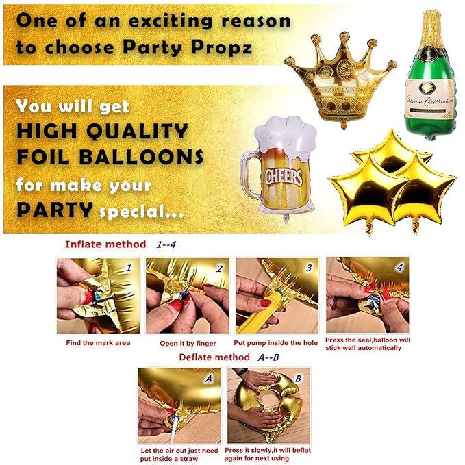 Party Propz Happy Anniversary Decoration Items Kit - 63Pcs Golden Wedding Anniversary Decoration Items | Anniversary Decoration for Couple, Boyfriend, Husband | Happy Anniversary Foil Balloons