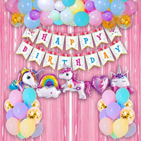 Party Propz Unicorn Theme Birthday Decorations Kit-Cute 49 Pcs|Unicorn Foil Balloons For Happy Birthday|Unicorn Birthday Decorations For Girls|Birthday Decoration For Kids,Multicolor