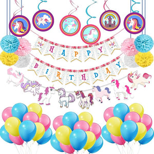 Party Propz Unicorn Birthday Supplies Balloons Set for Birthday Decorations/Unicorn Balloons/Unicorn Birthday Decorations - Set of 66 Pcs ,Rubber(multi)