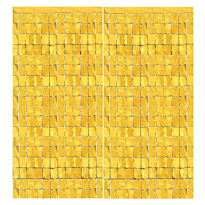 Party Propz Foil Curtains - Golden, 6ft x 2ft, 2 Pieces