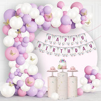 Party Propz Butterfly Theme Birthday Decorations - Set of 75Pcs Butterfly Theme Banner Decorations | Pink & Purple Birthday Decorations | Birthday Decoration Items for Girls (Cardstock)