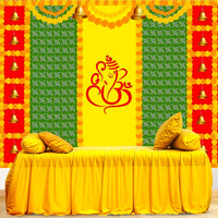 Wedding & Pooja Backdrop Cloth – 1 Pc (8ft x 5ft), Haldi Decoration Items for Home