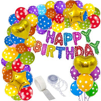 Party Propz Happy Birthday Decorations Kit For Boys&Girls- 57Pcs With Foil Balloon,Latex&Metallic Balloons,Balloon Arch&Glue Dot/Multicolour Balloons For Decoration/Birthday Decorations Kit