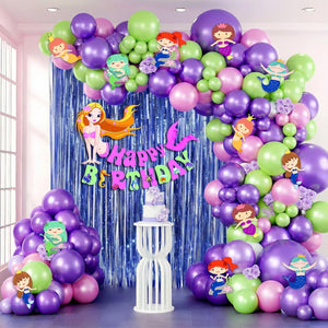 Mermaid Theme Birthday Decorations - Set of 54 Pcs