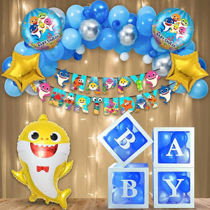 Party Propz Baby Shark Birthday Decorations - 63Pcs Birthday Decoration Kit | Baby Shark Theme Birthday Decorations | Happy Birthday Decoration Items | Baby Shark Balloons For Birthday Decoration