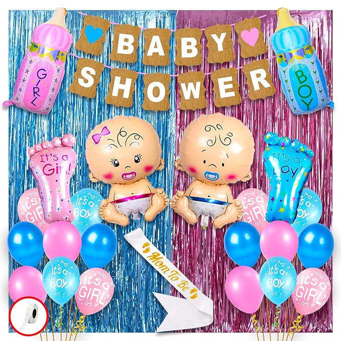 Party Propz Baby Shower Balloons Decoration Kit- Pack Of 62 Baby Shower Decoration Items | Mom To Be Decoration Items | Baby Shower Props For Photoshoot | Mom To Be Decor | Baby Shower Decorations