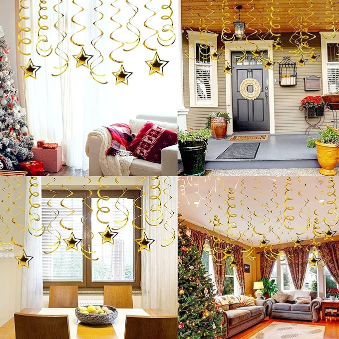 Party Propz 3D Star Hanging Decoration - 14 Pcs | Room Hanging Decor | Ceiling Hanging Decoration Items | Happy Birthday Decoration Items | Decoration Items for Living Room | Hanging Decoration Item