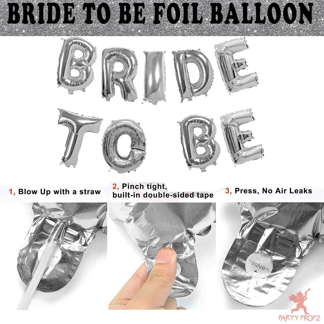 Party Propz Bride To Be Decoration Set Combo - 36 Pcs, Bachelorette Party Decorations | Foil, Metallic Balloons For Decorations | Bride To Be Sash | Bridal Shower Decorations Kit | Bachelorette Set