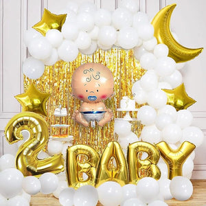 Party Propz 2nd Birthday Decoration Items For Boys -59Pcs Golden Decoration - 2nd Birthday Party Decorations,Birthday Decorations kit for Boys 2nd birthday/Baby Birthday Decoration Items 2 Year