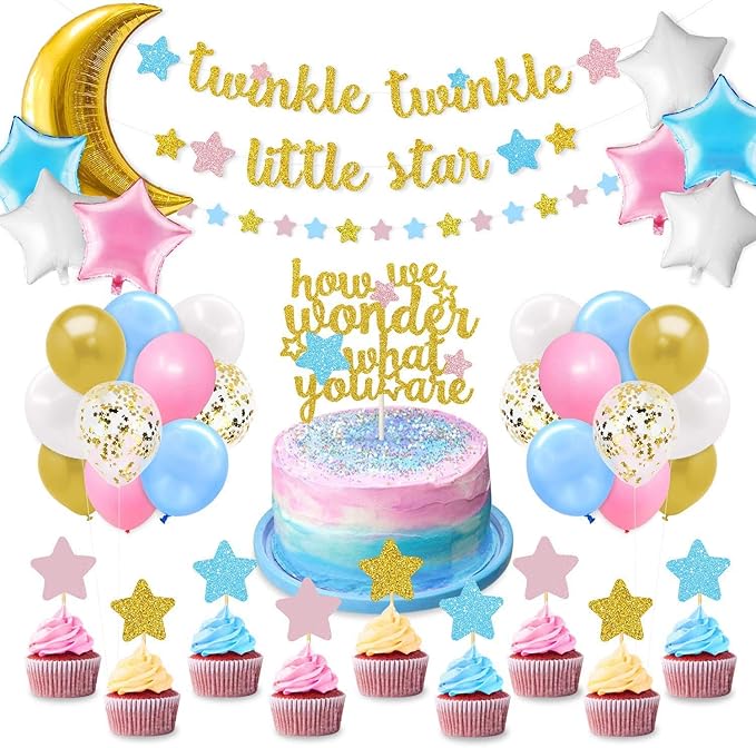 Party Propz Baby Shower Decorations Items - 39pcs Mom To Be Decoration Items Set | Star Cupcake Topper | Baby Shower Party Kit | Parents To Be Decoration Items | Baby Shower Gifts | Baby Shower Props