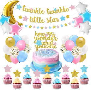 Party Propz Baby Shower Decorations Items - 39pcs Mom To Be Decoration Items Set | Star Cupcake Topper | Baby Shower Party Kit | Parents To Be Decoration Items | Baby Shower Gifts | Baby Shower Props