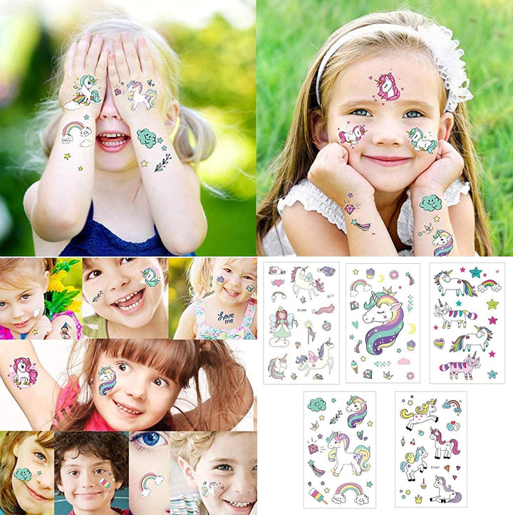 Party Propz Temporary Unicorn Stickers for Kids - 10 Sheets | Kids Tattoo Sticker for Girls | Unicorn Hand Tattoo Sheet | Rainbow Stickers for Kids | Unicorn Temporary Tattoo | Tattoos for Girls