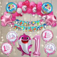 Party Propz Baby Shark Theme Birthday Decorations - 64Pcs, 1st Birthday Decoration For Girls | Baby Shark Birthday Decorations