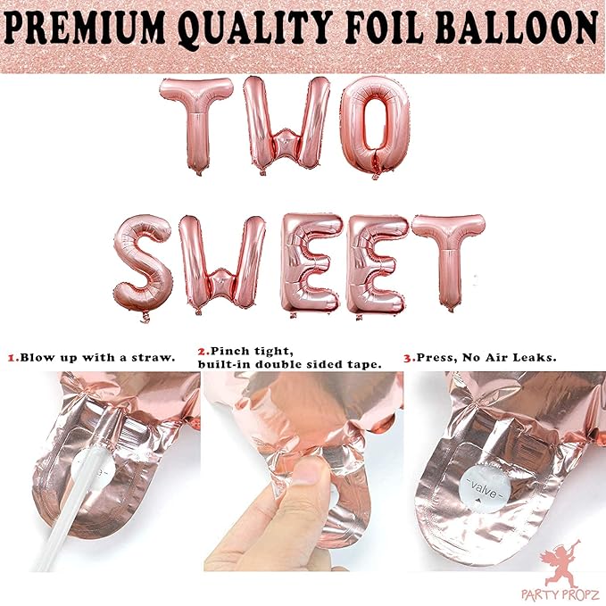 Party Propz 2nd Birthday Decoration Items For Girls -18Pcs Two Sweet Decoration - 2nd Birthday Decorations,Birthday Decorations kit for Girls 2nd birthday/Baby Birthday Decoration Items 2 Year