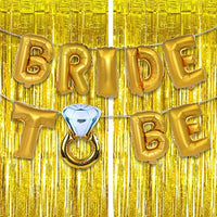 Party Propz Bride To Be Decoration Set - Bridal Shower Decorations | Bride To Be Foil Balloon, Golden Fringe Curtain | Bachelorette Party Decorations | Spinster Party Decorations | Bride To Be Decor
