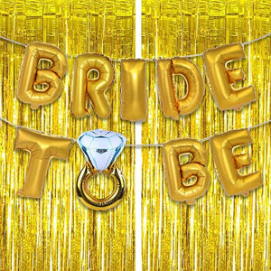 Party Propz Bride To Be Decoration Set - Bridal Shower Decorations | Bride To Be Foil Balloon, Golden Fringe Curtain | Bachelorette Party Decorations | Spinster Party Decorations | Bride To Be Decor