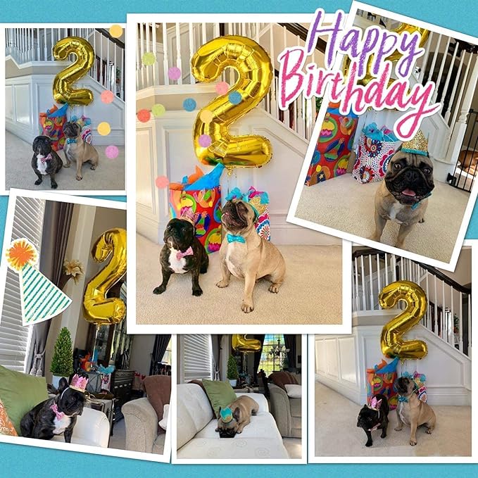 Party Propz Foil Balloon Number 2-16 Inch Foil Balloon | Golden Number Foil Balloon | 2 Balloon Number Foil Golden for Kids | 2nd Birthday Decoration Items | Anniversary Decoration