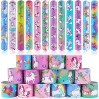 Party Propz Unicorn Return Gifts for Kids - 12 Pcs Unicorn Slap Bracelet for Kids | Best Birthday Return Gifts for Kids | Wrist Band for Kids | Slap Bands for Kids Return Gift | Scale Band for Kids