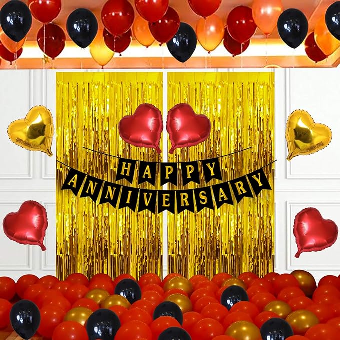 Party Propz Romantic Anniversary Decoration Items Kit - 72Pcs Happy Anniversary Balloons | Anniversary Balloons for Decoration | Happy Anniversary Decoration | Happy Anniversary Banner
