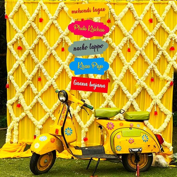 Party Propz Mehandi Decoration Items- 5Pcs Mehendi Door Decoration | Wedding Decoration Door Board (Cardstock) | Door Board Decoration for Mehendi Ceremony | Haldi Ceremony Decoration | Mehndi Welcome