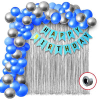 Party Propz Multicolour Balloons for Birthday Decoration -set of 47Pcs Multicolour Balloons for Decoration | Metallic Balloons Multicolour | Happy Birthday Banner(cardstock) | Paper Fan Decoration Set