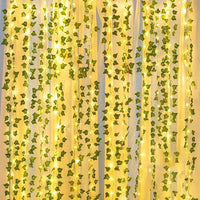 Party Propz Artificial Plants Leaves - (12 Green Ivy Vines & 2 Led Light) Aesthetic Room Decoration Items | Ivy Vines for Decoration | Green Leaves for Wall Decor, Balcony, Bedroom | Home Decor Items
