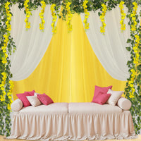 13-Piece White & Yellow Wisteria Backdrop Set for Haldi, Wedding & Puja