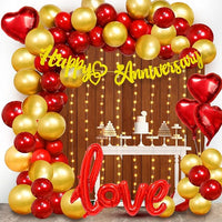 Party Propz Rubber Romantic Anniversary Decoration Items Kit - 62Pcs Wedding Anniversary Decoration Items|Golden Happy Anniversary Banner|Happy Anniversary Decoration|Happy Anniversary Balloons
