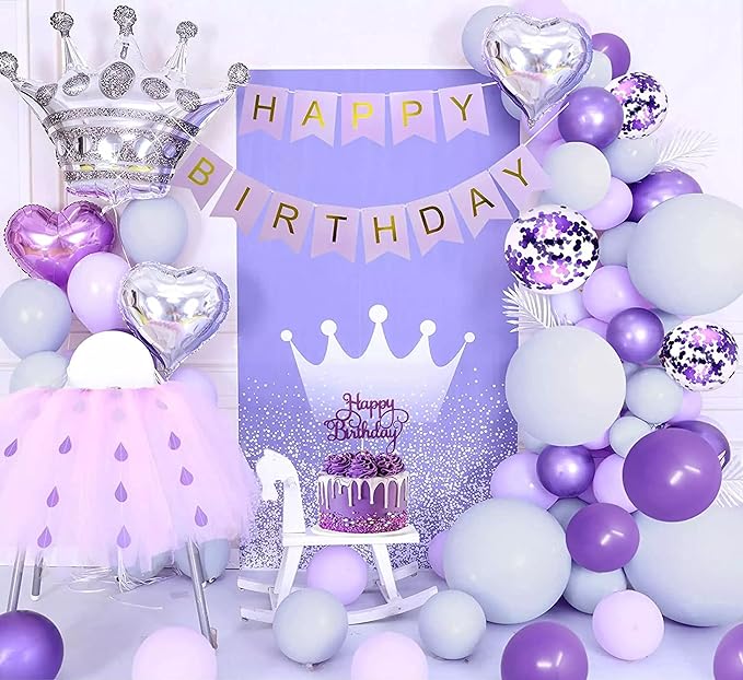 Party Propz Purple Birthday Decorations Kit-49Pcs Birthday Decoration Items For Girls|Purple Balloons For Birthday Decorations|Birthday Decorations For Wife|Purple Birthday Balloons Decorations