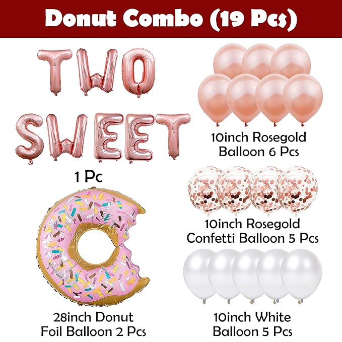 Party Propz 2nd Birthday Decoration Items For Girls -18Pcs Two Sweet Decoration - 2nd Birthday Decorations,Birthday Decorations kit for Girls 2nd birthday/Baby Birthday Decoration Items 2 Year