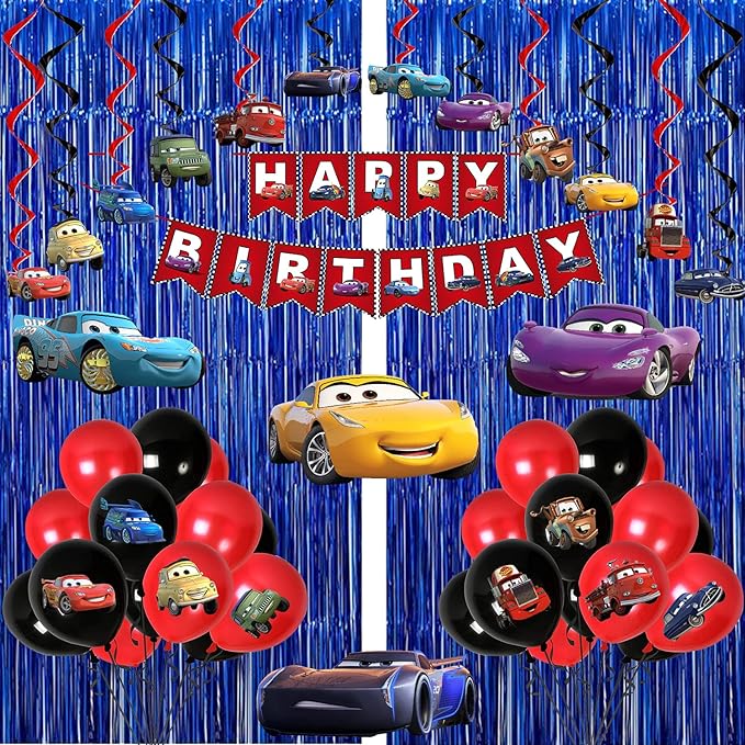 Party Propz Car Theme Decoration For Birthday-47 Pcs,Car Theme Birthday Decorations For Boys,Kids|Happy Birthday Decoration Kit|Vehicle|Birthday Theme Decoration For Boys