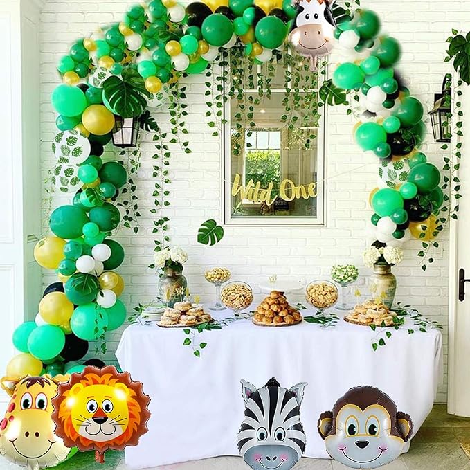 Party Propz Jungle Theme Birthday Decoration - 78 Pcs, Animal Theme Birthday Decorations | Animal Balloons | Jungle Safari Theme Birthday Decorations for Kids | Birthday Decoration Items for Boys