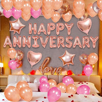 Party Propz Rubber Anniversary Decoration Items Kit - 31Pcs Rose Gold Happy Anniversary Balloons|Happy Anniversary Decoration|Anniversary Balloons For Decoration|Marriage Anniversary Decoration Items