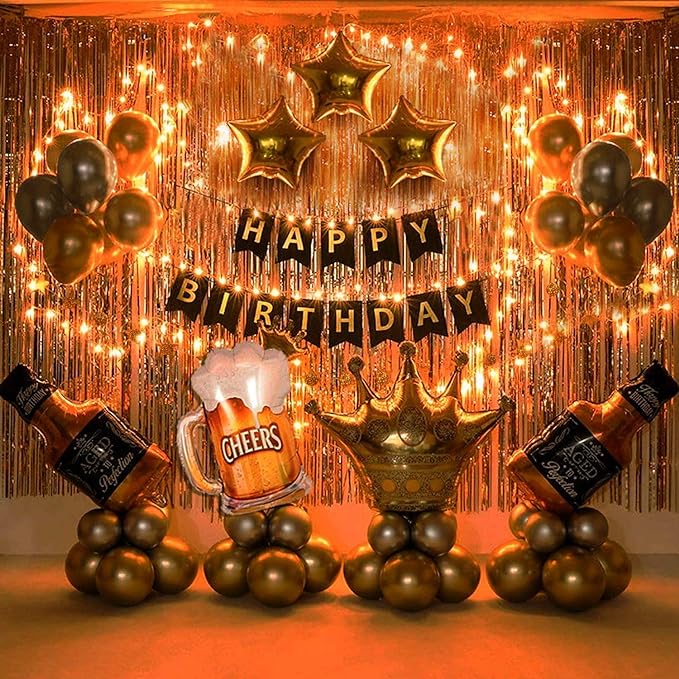 Party Propz Happy Birthday Decoration For Husband - 63Pcs Birthday Decoration Items For Husband|Birthday Decoration Kit|Birthday Decoration Items Kit For Men|Happy Birthday Banner (Cardstock),Multi