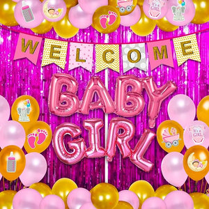 Party Propz Welcome Baby Decoration Kit - 57Pcs Baby Girl Welcome Home Decoration Kit | Welcome Decoration Marathi | Welcome Baby Girl Decoration Kit | Welcome Baby Decoration Girl | Welcome Home Baby