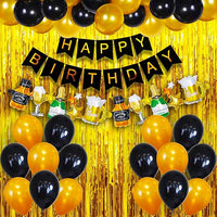 Party Propz Happy Birthday Banner (cardstock) Decoration Kit - 43Pcs Set for Boys Husband Balloons Decorations Items Combo with Metallic Balloons Character Foil balloon and Foil Curtain